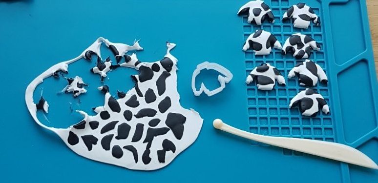cow print polymer clay slab wearably weird
