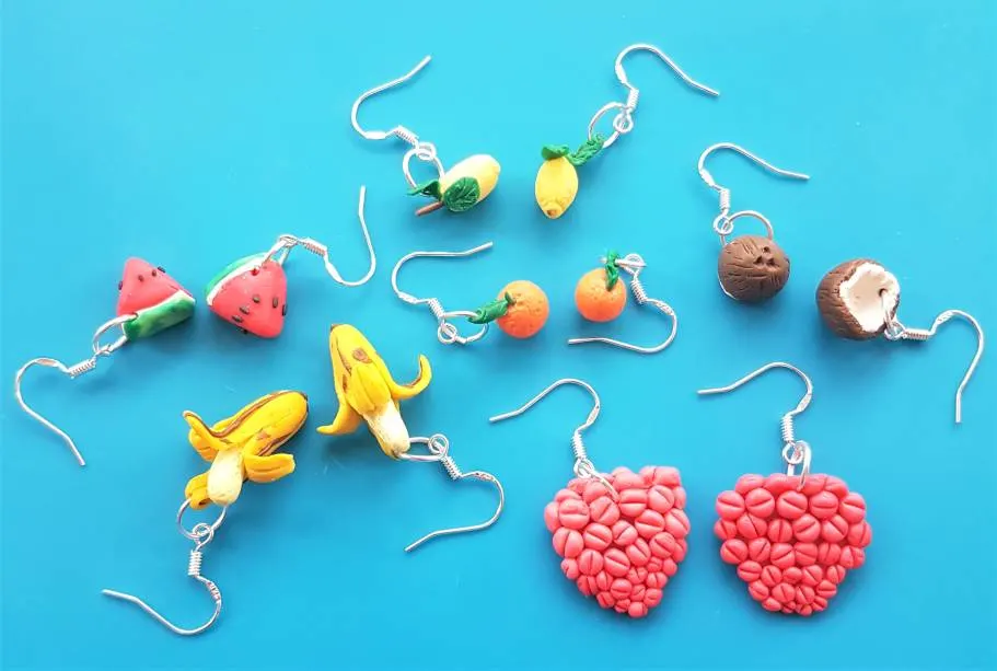 fruit polymer clay earrings