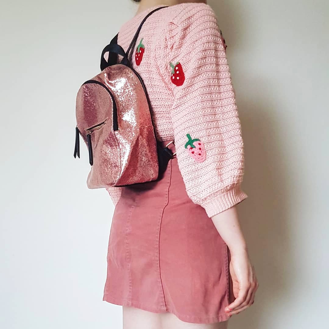 vintage skirt glittery backpack