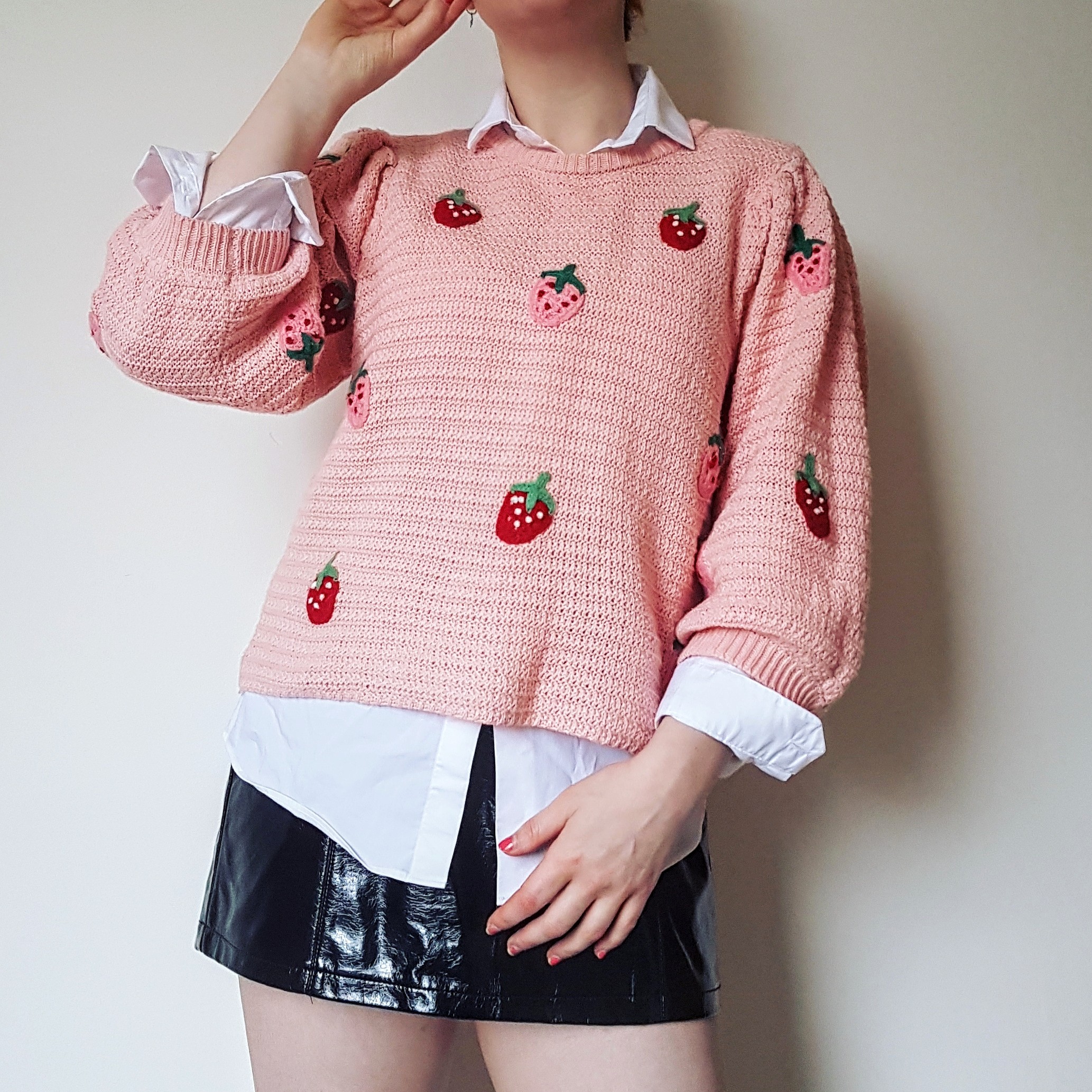 pvc skirt strawberry jumper