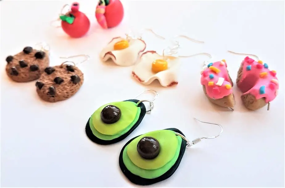 avocado polymer clay earrings