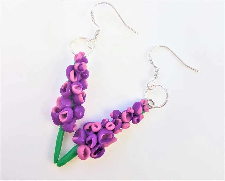 hyacinth polymer clay earrings