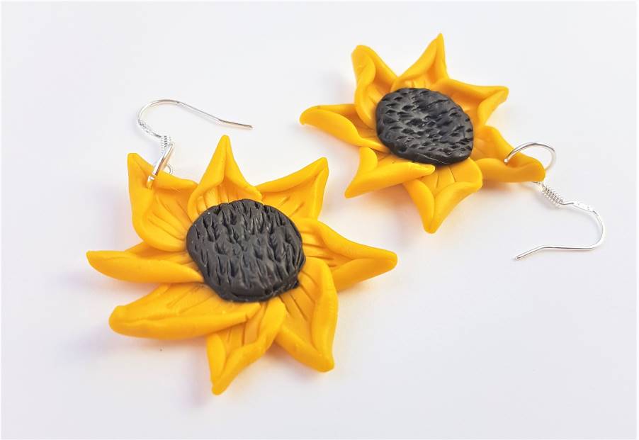 sunflower polymer clay earrings designs