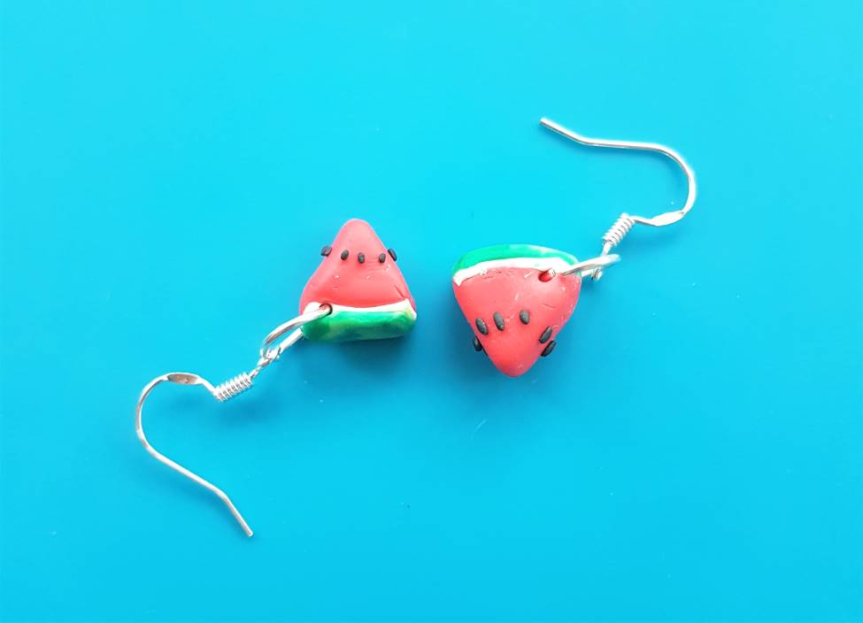 polymer clay watermelon earrings