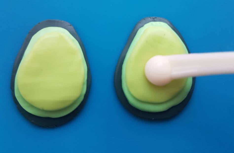 polymer clay avocado earrings