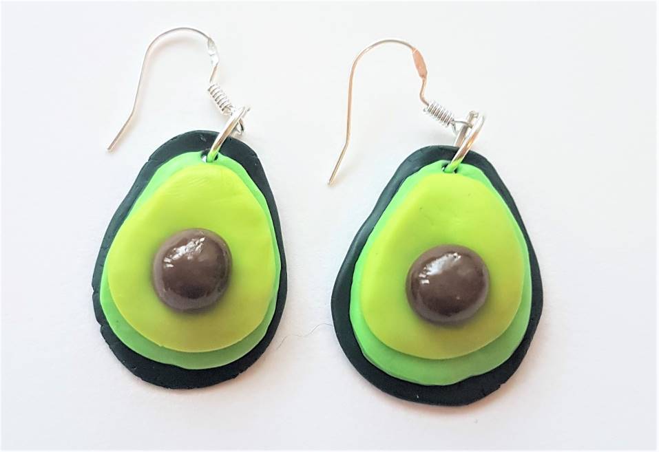 avocade polymer clay earrings