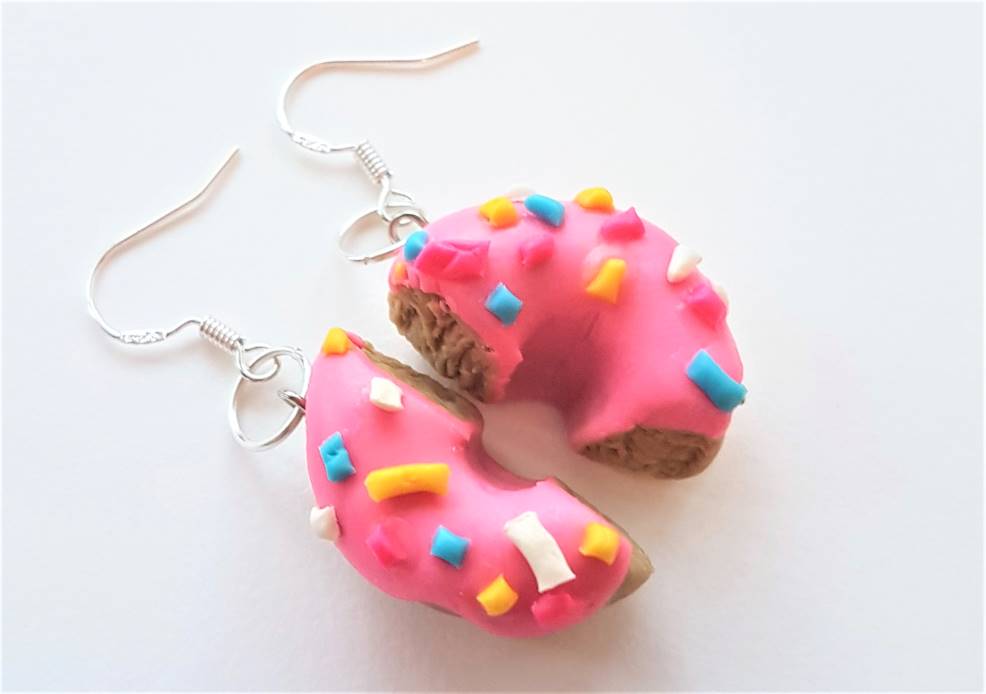 Donut Earrings Doughnut Earrings Polymer Clay Jewelry Valentines Day Gift Idea Kawaii Jewelry Polymer Clay Earrings Funny Earrings