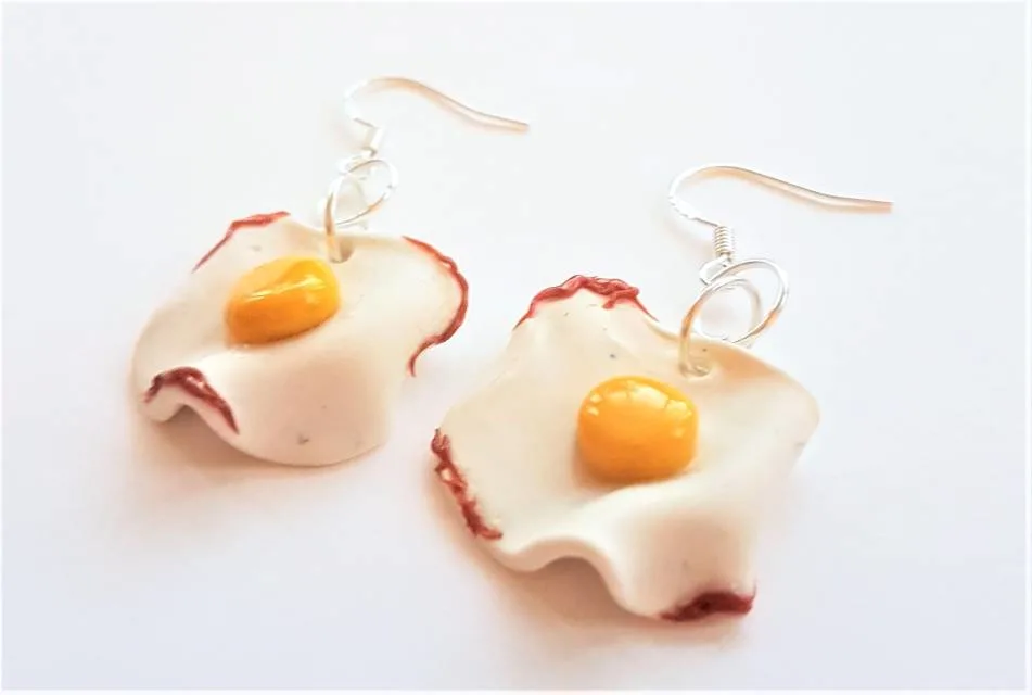 polymer clay earring designs fried egg