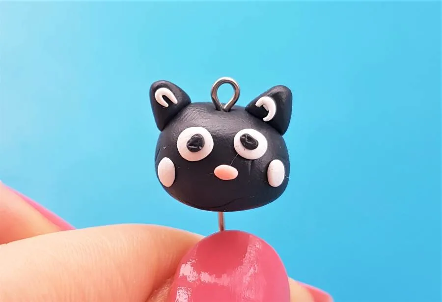 black cat polymer clay earring tutorial halloween