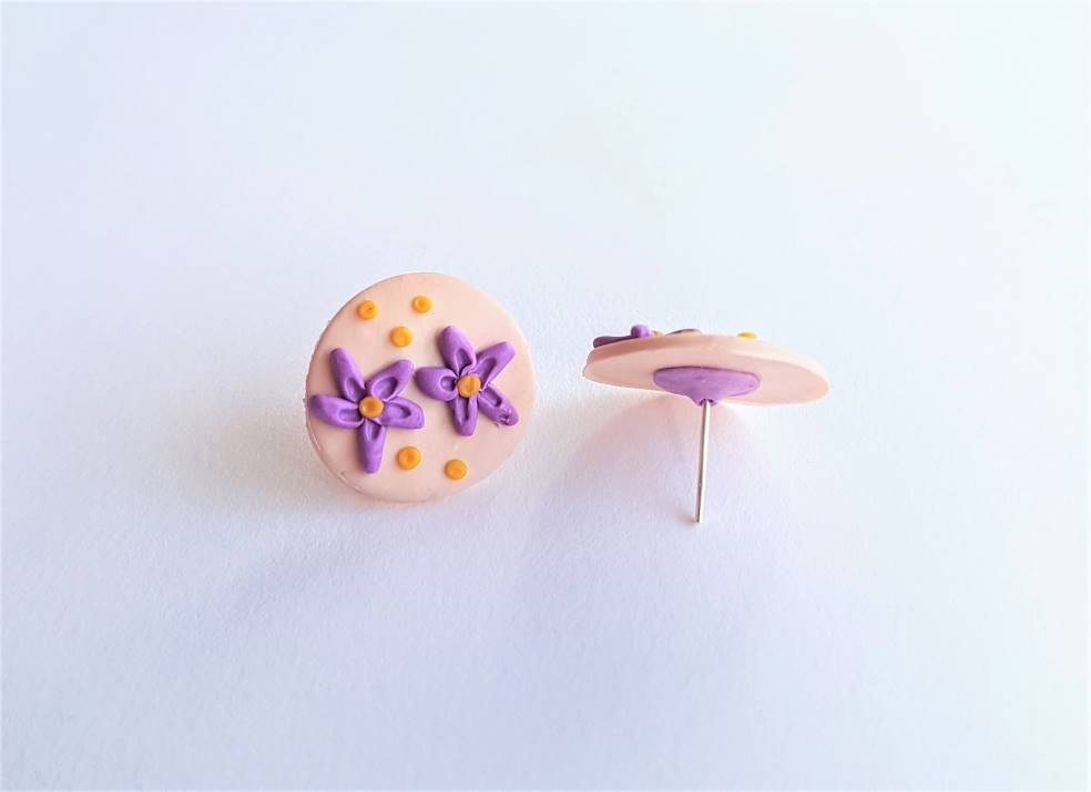 polymer clay floral stud earrings