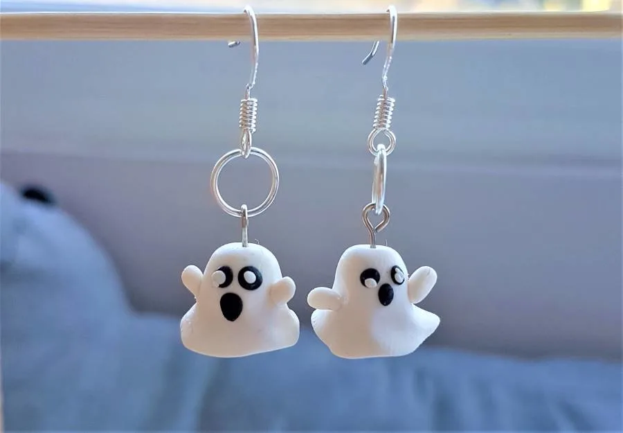 ghost polymer clay earrings