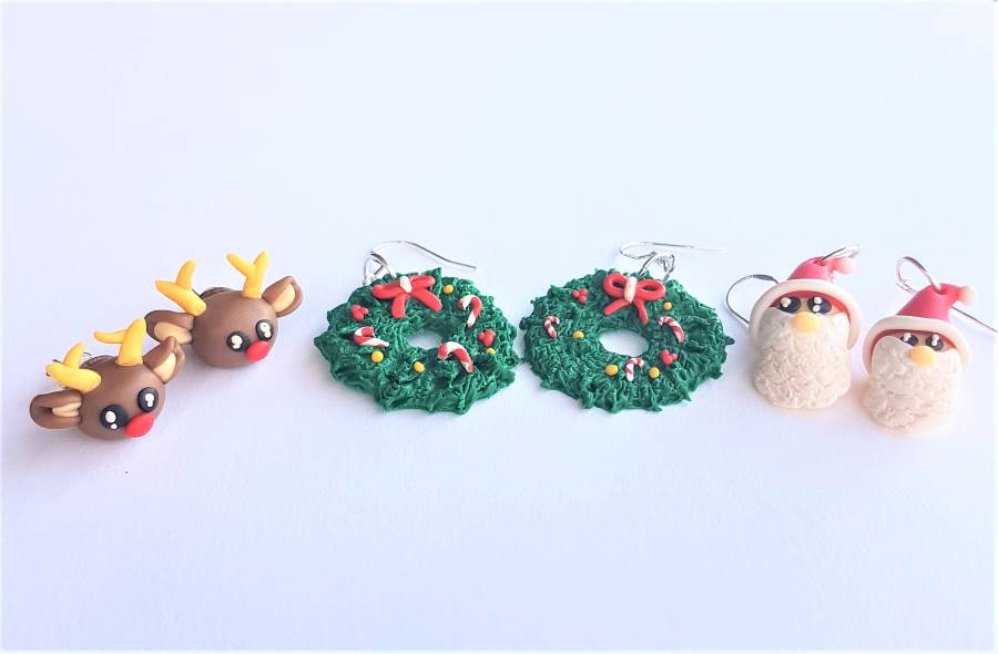 Christmas polymer clay earrings