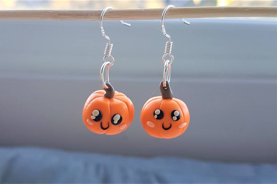 pumpkin polymer clay earrings