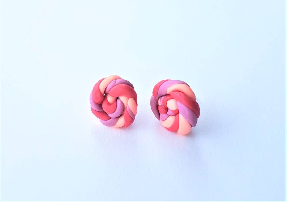 polymer clay swirl stud earrings