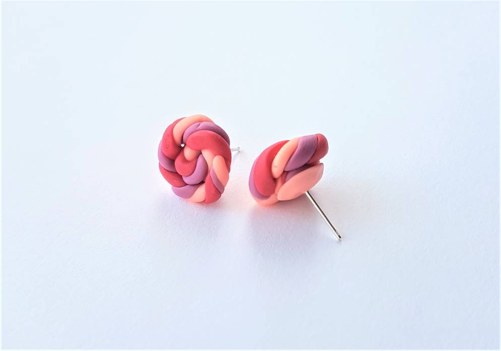polymer clay swirl stud earrings