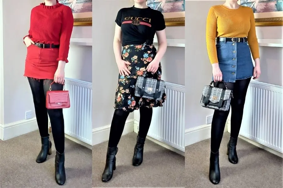 Ankle boots with skirts and tights