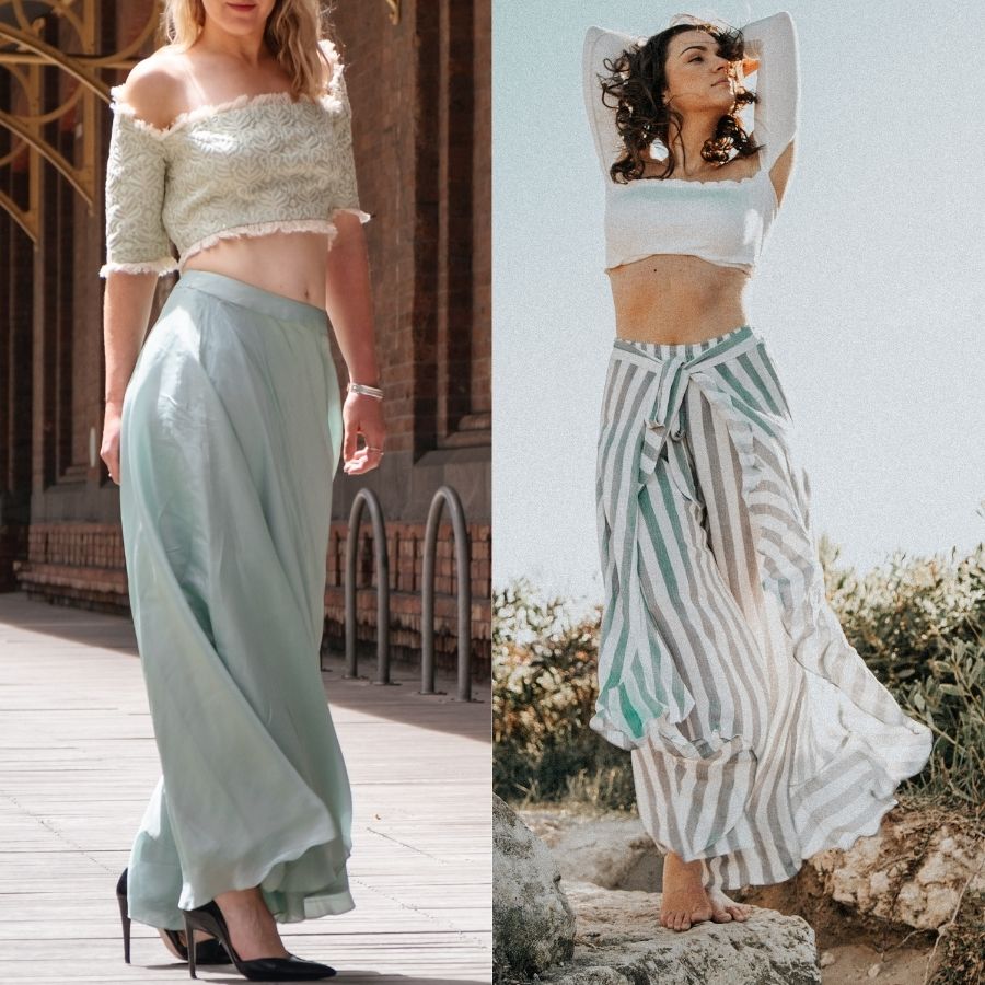 crop tops and long skirts