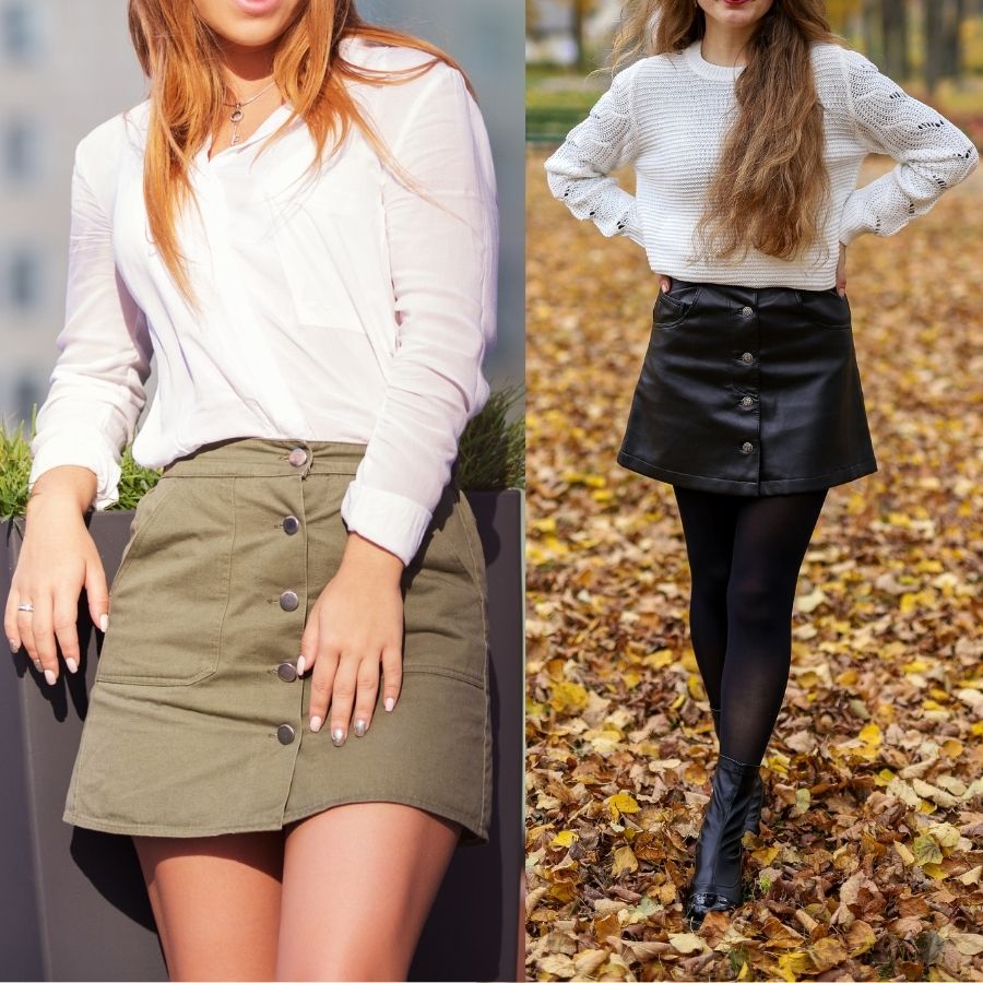 button down mini skirts in autumn