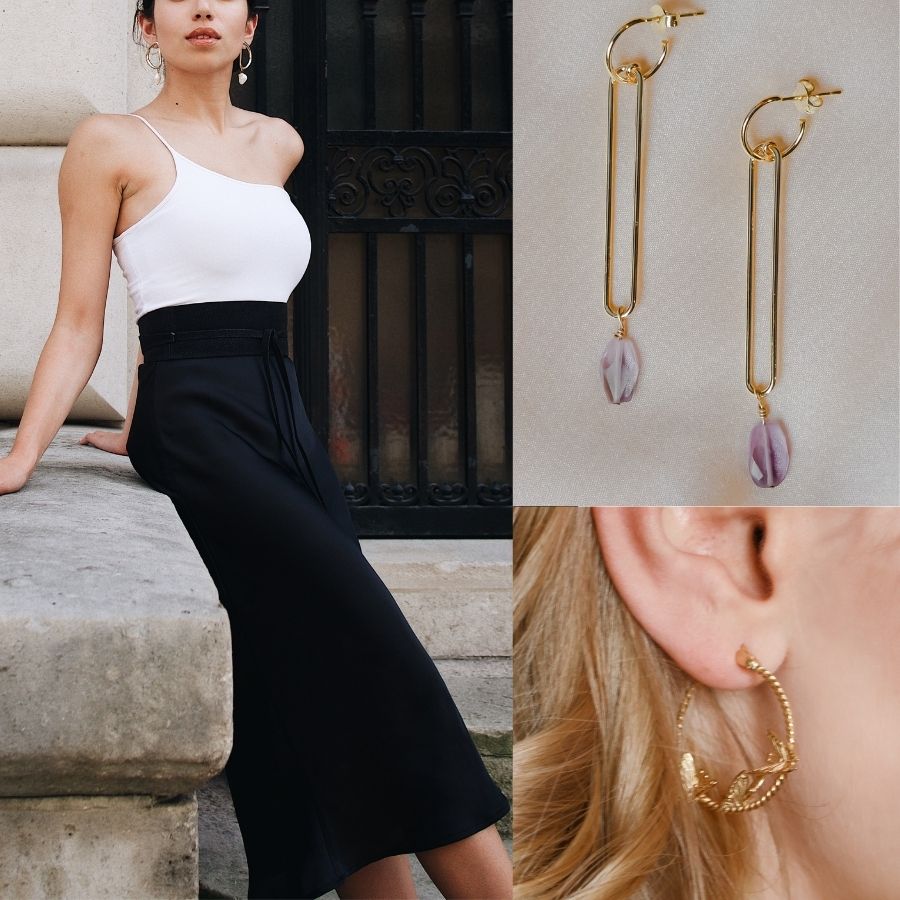 elegant earrings and dress
