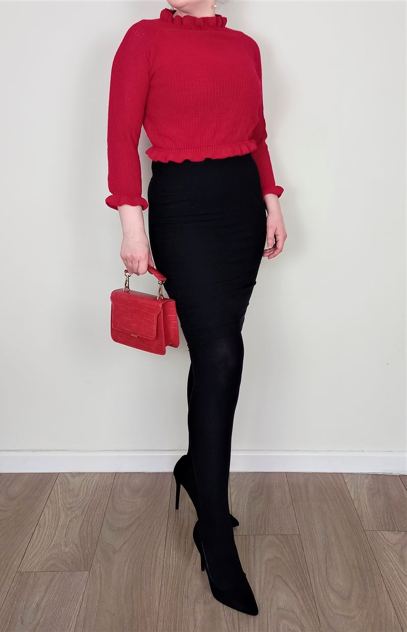 Pencil skirt and cropped sweater Winter Business Casual Women's