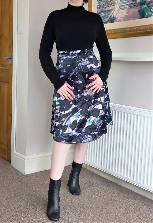 black turtleneck and maxi skirt