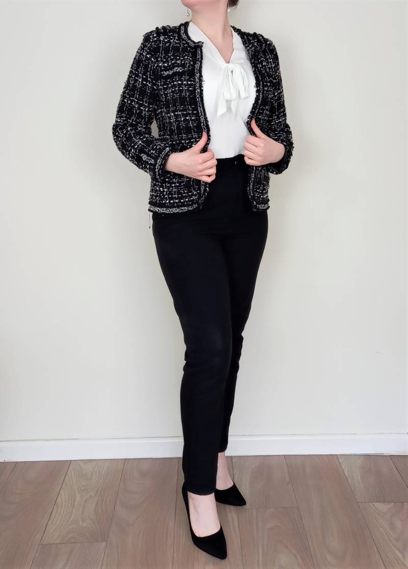 white blouse tweed jacket Winter Business Casual Women's