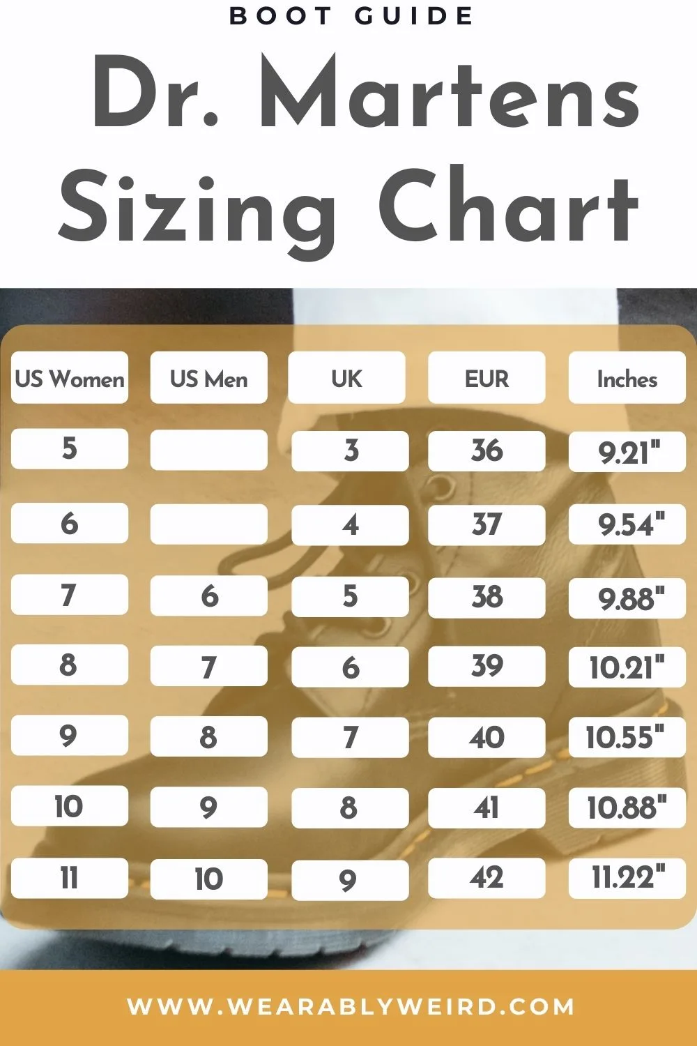 dr martens sizing chart