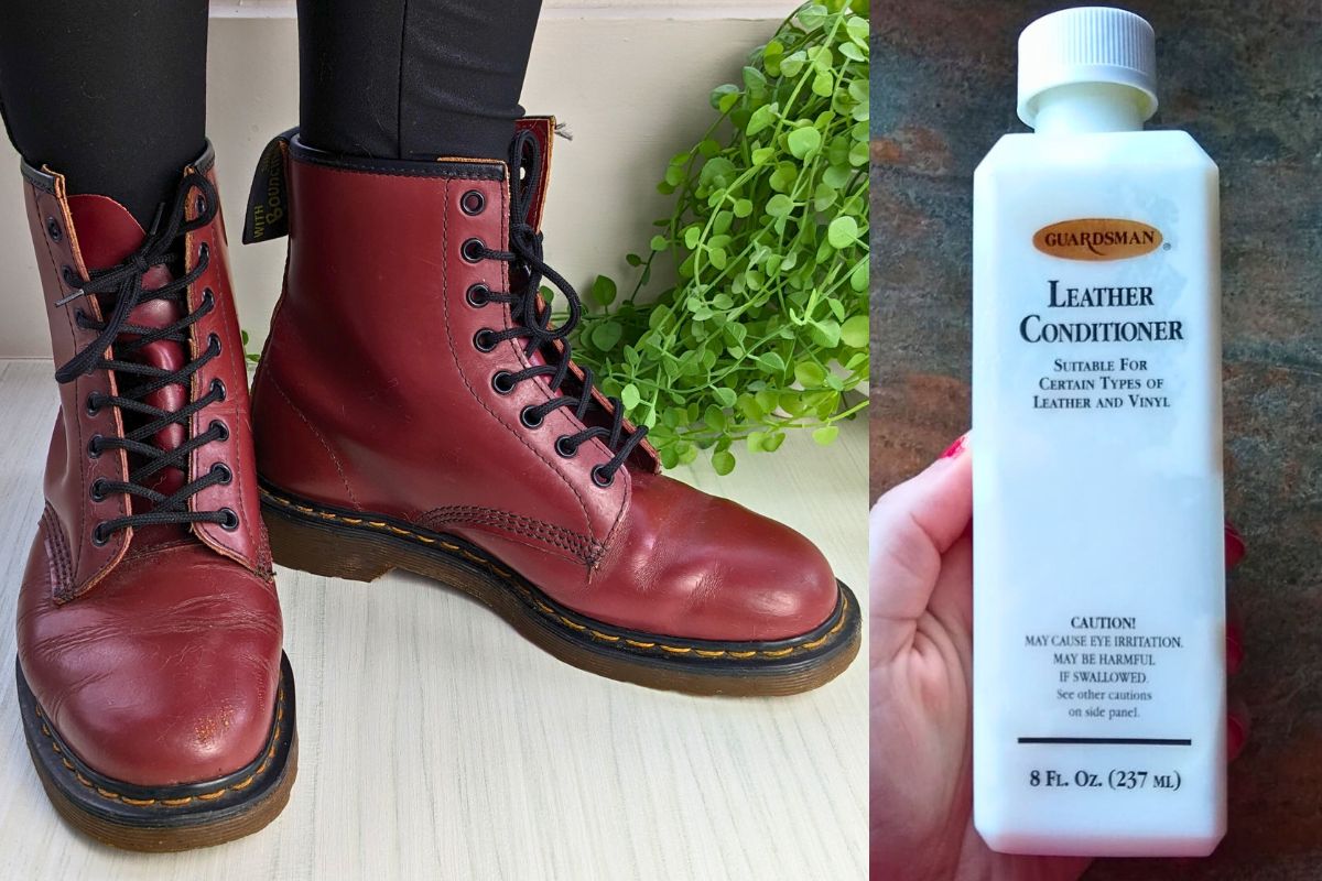 An image showing Doc Martens and a bottle of leather conditioner