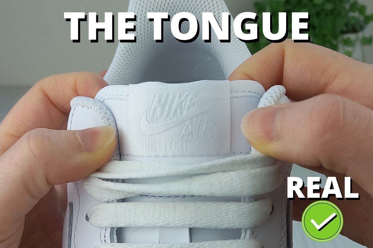 Real Air Force 1 sneaker tongue